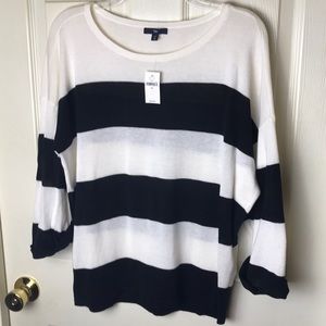 Gap Oversized Sweater Black and Cream Striped NWT